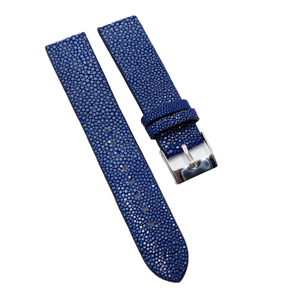 Cinturino Orologio In Pelle Di Pastinaca (Stingray) E Pelle Nera – Misure Da 12mm A 28mm, Fatto A Mano Vietnam
