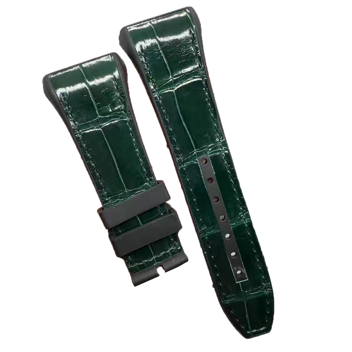 26mm, 29mm Hybrid Dark Green Alligator Leather Black Rubber Watch