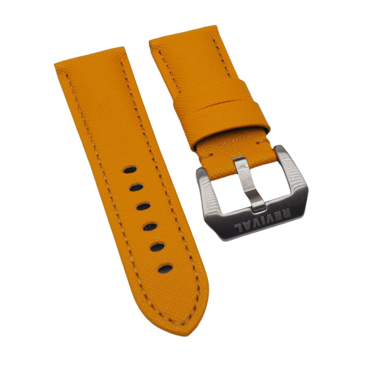 24mm Orange Saffiano Leather Watch Strap For Panerai, Small Wrist
