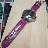 22mm, 24mm, 26mm Fandango Violet Alligator Leather Watch Strap For Panerai