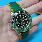 20mm, 21mm, 22mm, 23mm, 24mm Hybrid Green Fiber Yellow Rubber Watch Strap