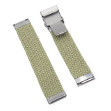 20mm, 22mm Khaki Elastic Nylon Watch Strap, Depolyant Clasp