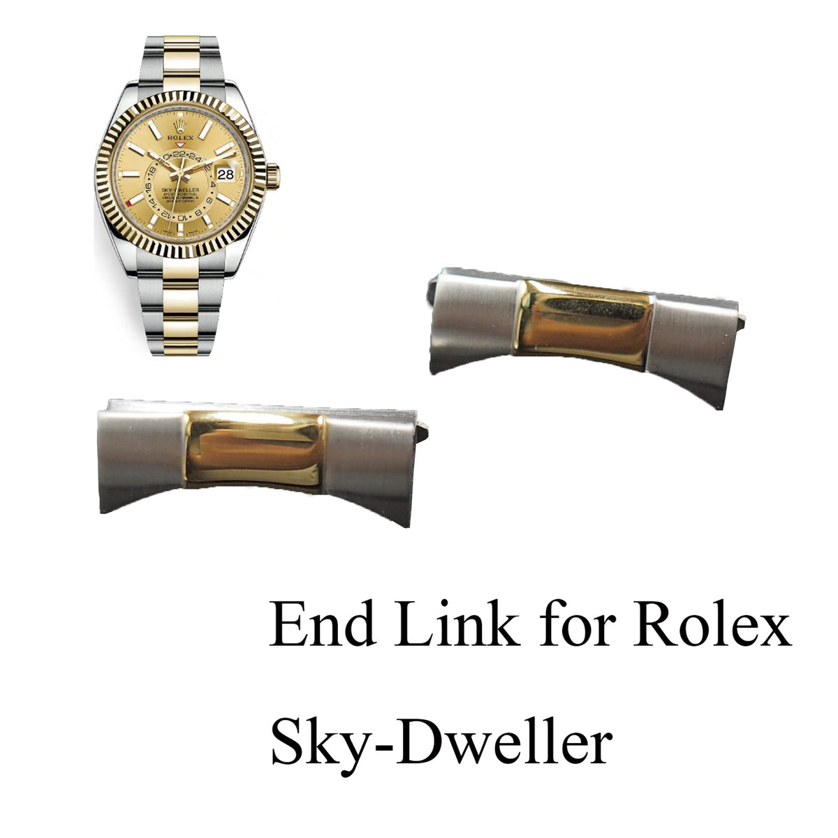 22mm Gold/Steel 316L Steel Stainless End Link For Rolex Sky