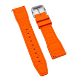 20mm, 21mm, 22mm Pilot Style Orange FKM Rubber Watch Strap For IWC, Semi Square Tail, Quick Release Spring Bars