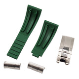 22mm Straight End Green Rubber Watch Strap and End link For Tudor Black Bay 41mm