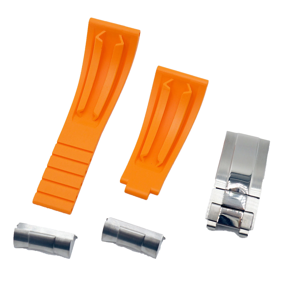 22mm Straight End Orange Rubber Watch Strap and End link For Tudor