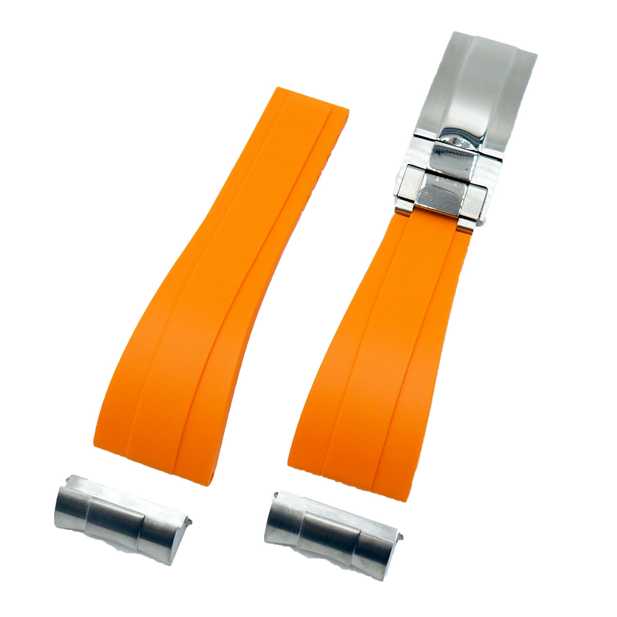 22mm Straight End Orange Rubber Watch Strap and End link For Tudor
