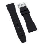 20mm, 21mm, 22mm Pilot Style Black FKM Rubber Watch Strap For IWC, Semi Square Tail, Quick Release Spring Bars
