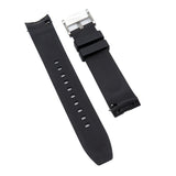 21mm Curved End Black FKM Rubber Watch Strap For Longines HydroConquest 41mm, Quick Release Spring Bars