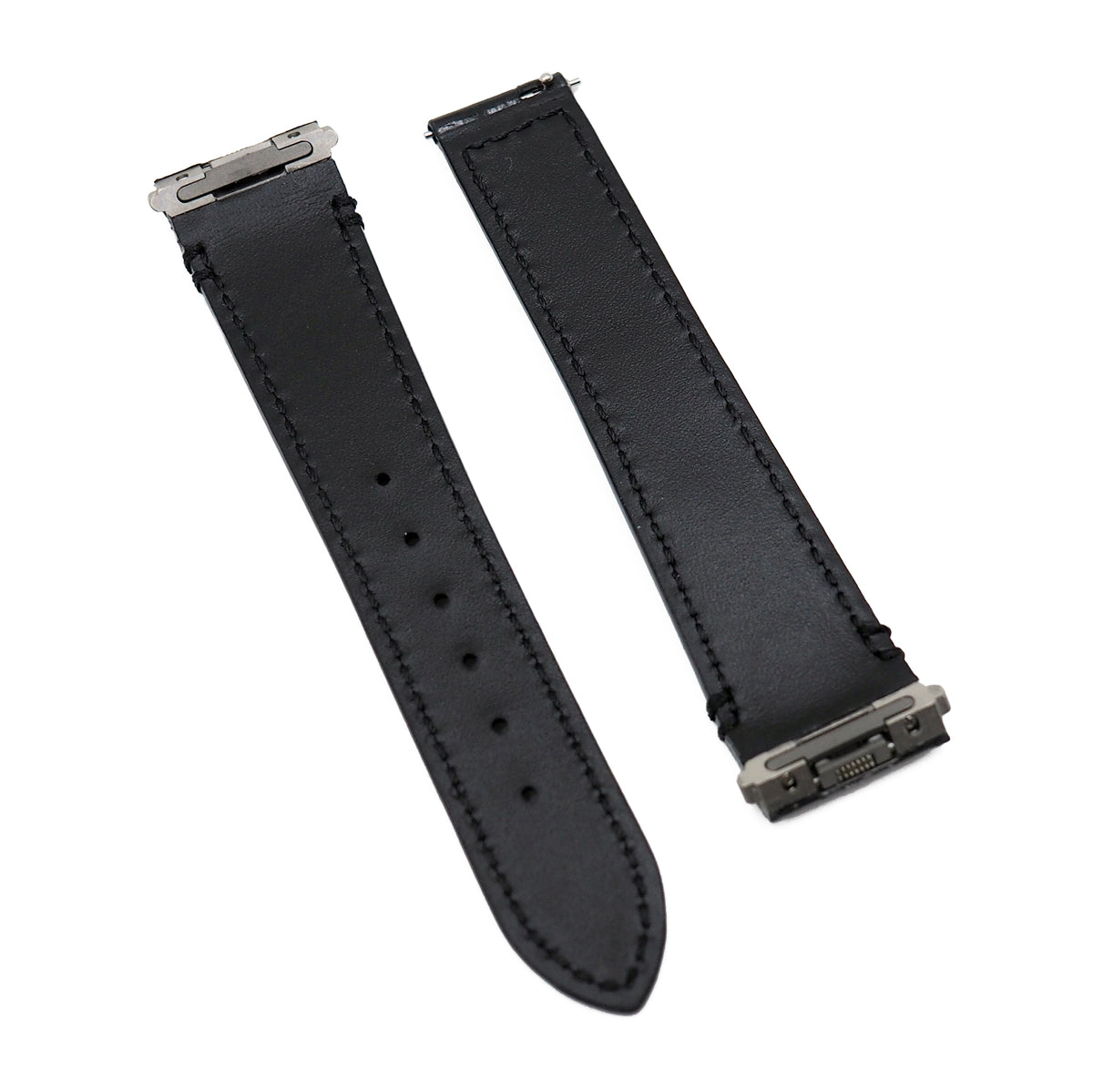 19mm, 21mm Black Alligator Leather Watch Strap For Cartier Santos