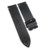 23mm Vintage Style Black Matte Calf Leather Watch Strap For Zenith