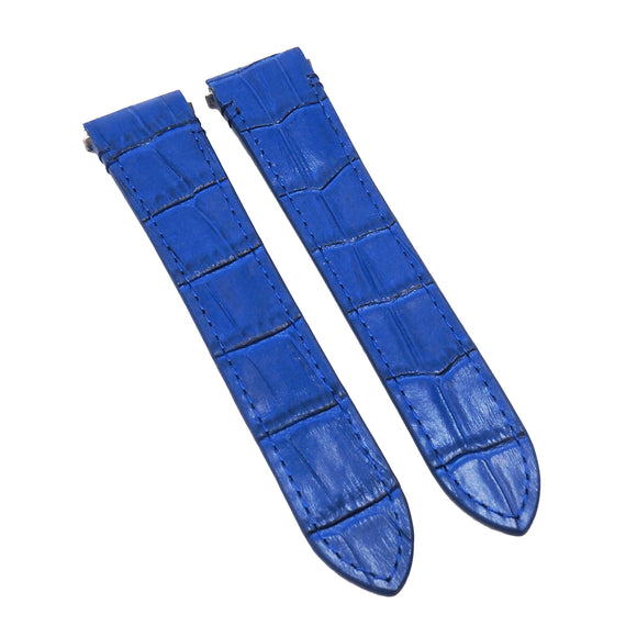 18mm, 21mm Blue Alligator Embossed Calf Leather Watch Strap For Cartier Santos Model, Quick Switch System