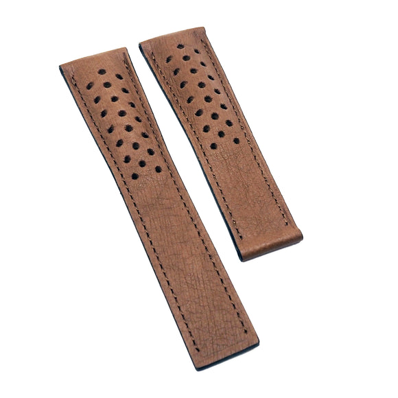 22mm Caramel Brown Ostrich Leather Watch Strap For Tag Heuer