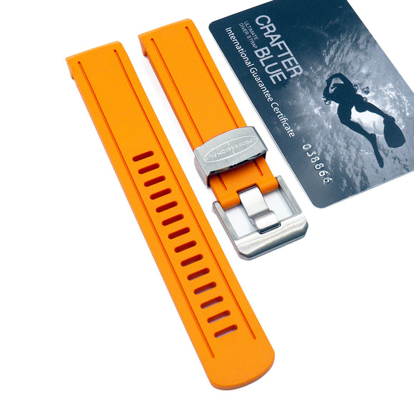 Crafter Blue 20mm Orange Curved End Vulcanized Rubber Watch Strap For Seiko Sumo