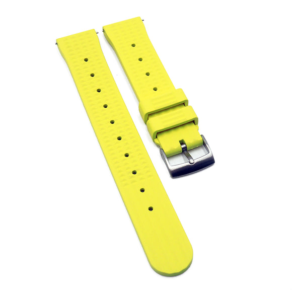 20mm, 22mm Waffle Pattern Lemon Yellow FKM Rubber Watch Strap For Seiko, Quick Release Spring Bars