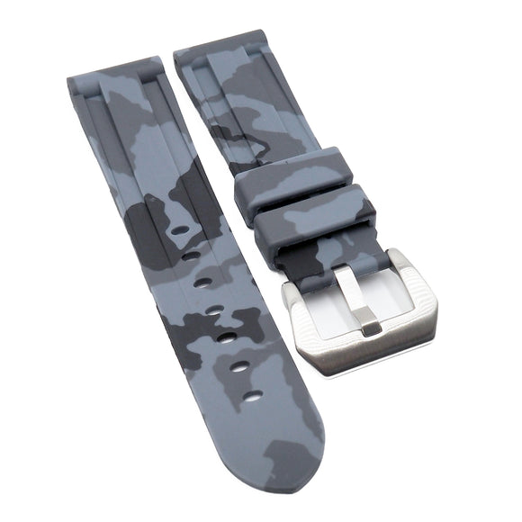 22mm, 24mm, 26mm Camouflage Gray Rubber Watch Strap For Panerai