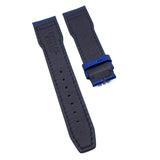 21mm Pilot Style Blue Ostrich Leather Watch Strap For IWC, Semi Square Tail