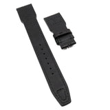 22mm Pilot Style Black Ostrich Leather Watch Strap For IWC, Rivet Lug, Semi Square Tail