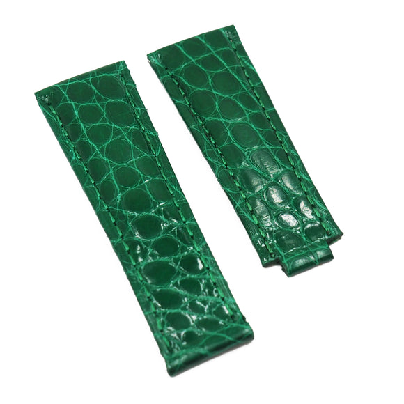 20mm Green Alligator Leather Watch Strap For Rolex, Small Scale Pattern