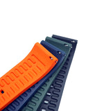 20mm, 22mm, 24mm Straight End Navy Blue FKM Rubber Watch Strap, Quick Release Spring Bars