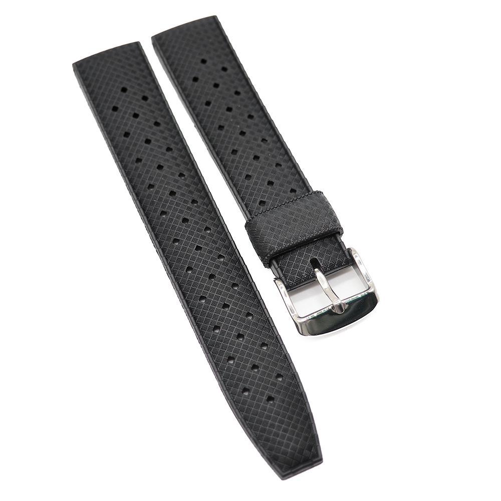Quick Release Black Tropical-style rubber watch strap