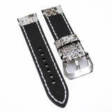 20mm, 24mm White Snake Leather Watch Strap