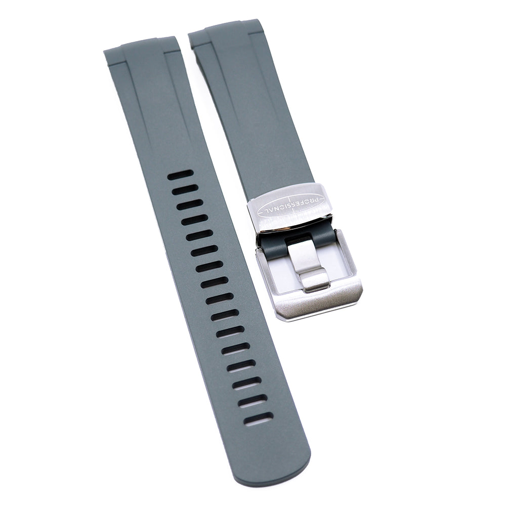 Crafter Blue 22mm Gray Curved End Vulcanized Rubber Watch Strap