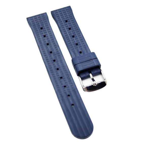 20mm, 22mm Waffle Pattern Navy Blue Rubber Watch Strap For Seiko-Revival Strap