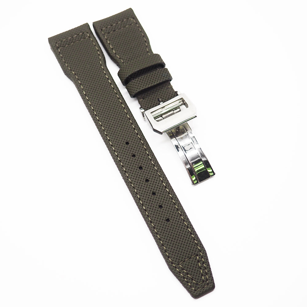 GREENPILOT watch strap hand made XL 22mm green/light brown leather vintage  look made in Germany (width of buckle 22 mm)