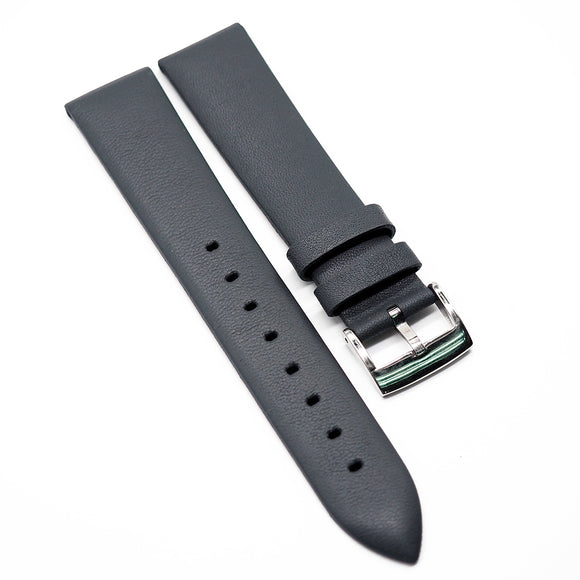 14mm, 16mm Gray Calf Leather Watch Strap, No Stitching-Revival Strap