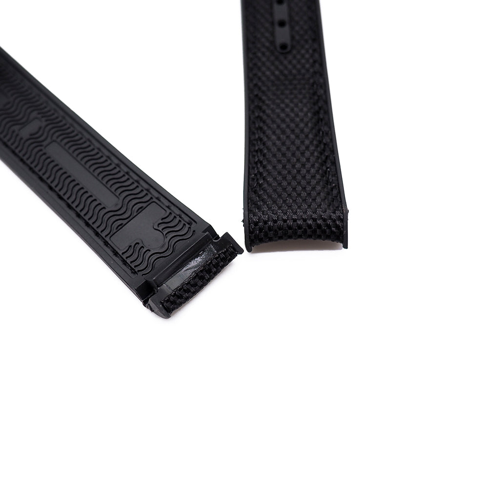 20mm Curved-End Viton™ Rubber Strap, Black - Accessories - NTH Watches