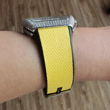 26mm, 29mm Nylon Grain Yellow FKM Rubber Watch Strap For Franck Muller Vanguard