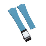 11mm, 12mm Fine Triangle Pattern Baby Blue FKM Rubber CTS Watch Strap For Tissot PRX, Quick Release Spring Bars