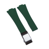 11mm, 12mm Fine Triangle Pattern Green FKM Rubber CTS Watch Strap For Tissot PRX, Quick Release Spring Bars