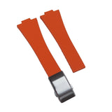 11mm, 12mm Fine Triangle Pattern Orange FKM Rubber CTS Watch Strap For Tissot PRX, Quick Release Spring Bars