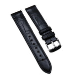 15.5mm, 17.5mm, 19mm Black Alligator Leather Watch Strap For Cartier Santos Dumont, Quick Release