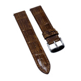 15.5mm, 17.5mm, 19mm Caramel Brown Alligator Leather Watch Strap For Cartier Santos Dumont, Quick Release