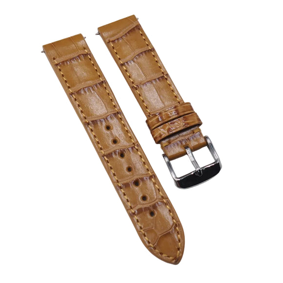 15.5mm, 17.5mm, 19mm Copper Brown Alligator Leather Watch Strap
