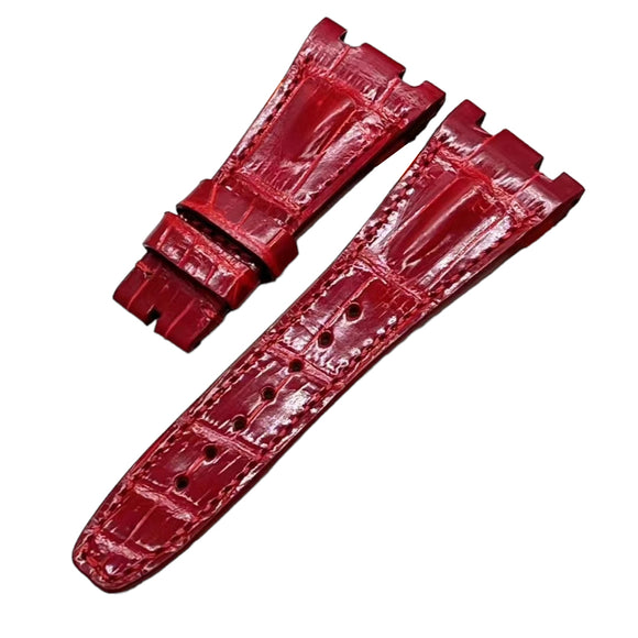 28mm Red Alligator Leather Watch Strap For Audemars Piguet Royal Oak Offshore