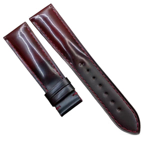 18mm, 20mm, 22mm Gradient Red & Black Cordovan Leather Watch Strap