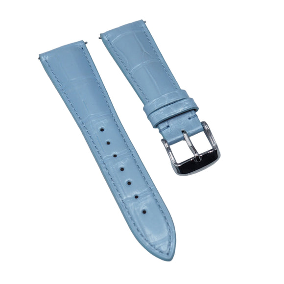 18mm, 19mm, 20mm, 21mm, 22mm Sky Blue Alligator Leather Watch Strap