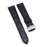 18mm, 19mm, 20mm, 22mm Black Alligator Embossed Calf Leather Signature Strap