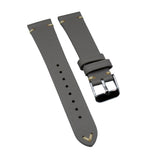 18mm, 19mm, 20mm Vintage Style Etoupe Gray Goat Leather Watch Strap