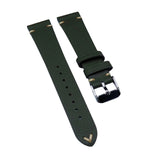 18mm, 19mm, 20mm Vintage Style Seaweed Green Goat Leather Watch Strap
