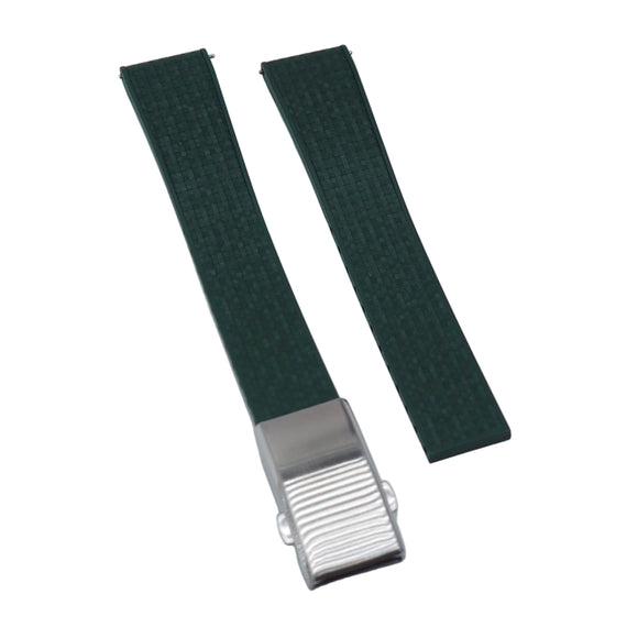 18mm, 19mm, 21mm Mosaic Pattern Blackish Green FKM Rubber CTS Watch Strap, Quick Release Spring Bars
