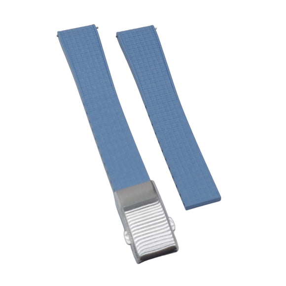 18mm, 19mm, 21mm Mosaic Pattern Carolina Blue FKM Rubber CTS Watch Strap, Quick Release Spring Bars