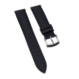 18mm, 19mm Sailcloth Texture Black FKM Rubber Leather Hybrid Watch Strap, Quick Release Spring Bars