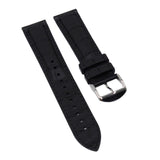 18mm, 20mm, 21mm, 22mm, 24mm Black Alligator-Embossed Rubber Watch Strap, Quick Release Spring Bars