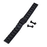 18mm, 20mm, 21mm, 22mm Straight End PVD Black Stainless Steel Watch Strap, Quick Adjustment, Model 7