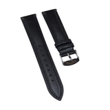 18mm, 20mm, 22mm Black Calf Leather Strap, Quick Release Spring Bars